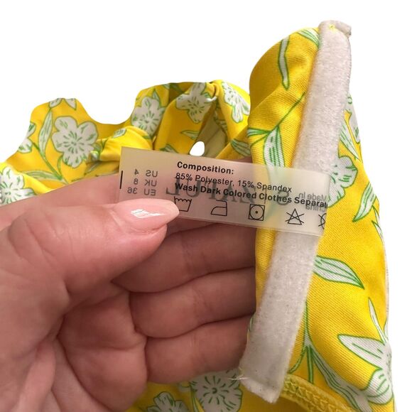 ZAFUL Floral V-Wire High Cut Bikini Yellow NWT Sz 4 - Picture 5 of 5